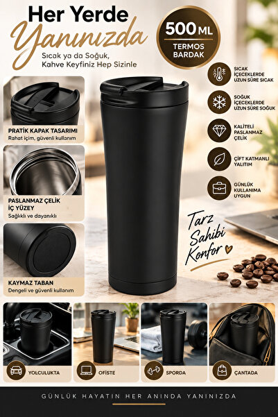 Tasarım Evi Double Layer Quality Stainless Steel 500 Ml Thermos Cup