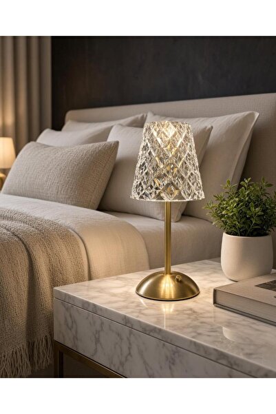 PEKİBU KRİSTAL MODEL DOKUNMATİK LED ABAJUR MASA LAMBASI 30 CM