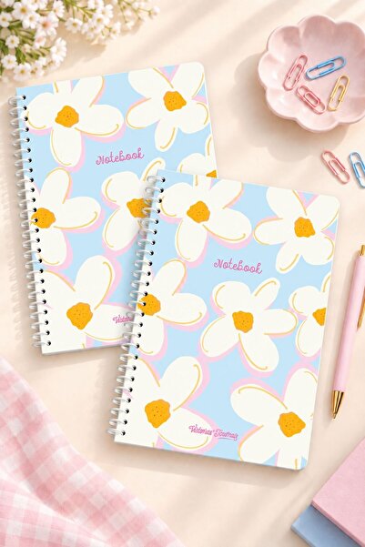 Victoria's Journals A4 Spiralli Okul Defteri 2’li Set – Çizgili, Soft Touch K...