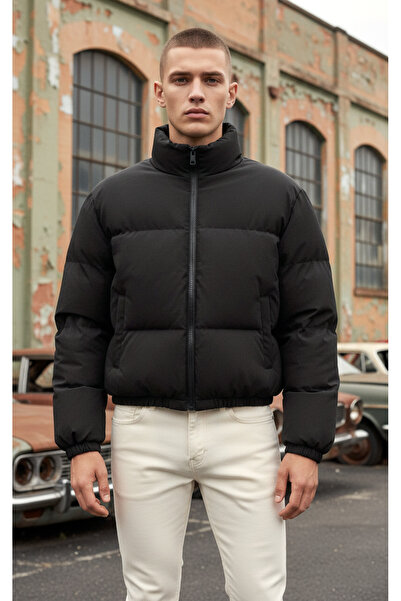 GAREN ERKEK SİYAH OVERSİZE BOMBER SU GEÇİRMEZ WATERPROOF MONT KABAN
