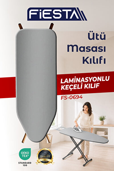 Fiesta FS-0694 Simetri Dijital Baskı Yanmaz Ütü Masası Kılıfı Örtüsü Bezi (KALIN KEÇE HEDİYELİ)
