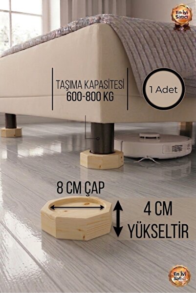 iDekor Robot Süpürge İçin Doğal Ahşap Baza Yükseltici” 4 cm Yükseltme, Çap 8 ...