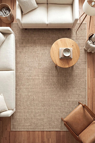 Eliz Home Naturel Jüt Halı Modern Örme Toz Vermez Kaymaz Taban Balkon Salon B...