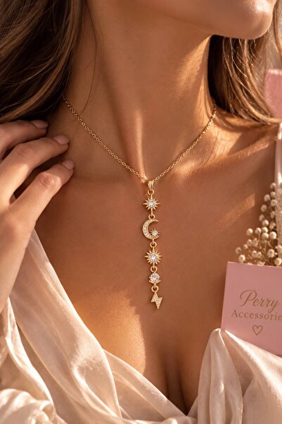 perry accessories kararmaz çelik yaz kolyesi dekolte kolye gold y kolye dekol...
