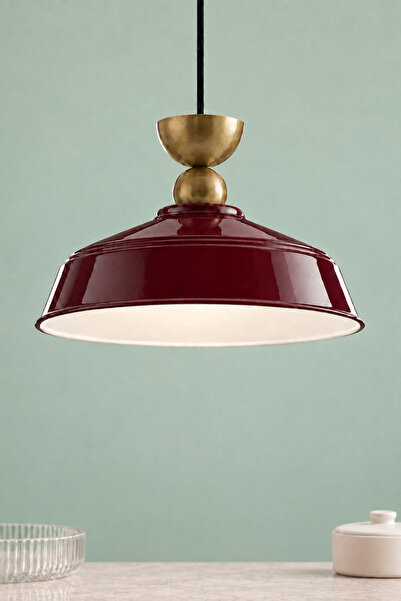LUMINZO Yeliza Bohem Metal Eskitme Aksesuar Bordo Metal Sarkıt 35 Cm Avize Ye...
