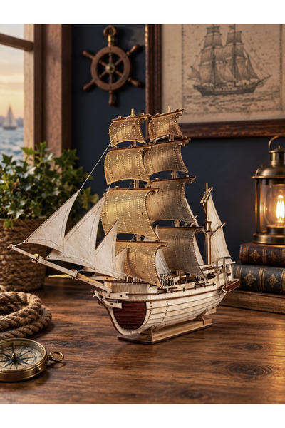 Home Ahşap Dekoratif - 370 Parça 3d Puzzle - Yelkenli Gemi Maketi