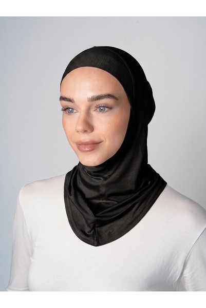 ec ecardin Large Size Hijab Bonnet with Neck Collar - Black - (St224), (Id 3422401)