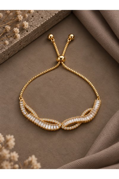 serelya سوار من النحاس الأصفر مرصع بحجر الزركون بلون ذهبي، طراز سارمال، مزود ...