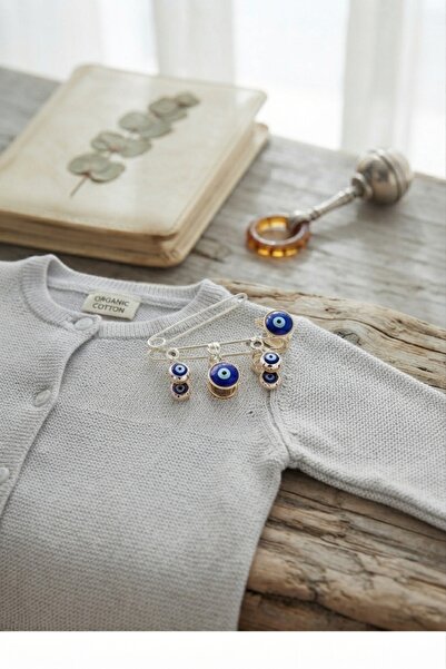 Sahi Aksesuar Plated Triple Blue Evil Eye Bead Model Mashallah Written Baby L...
