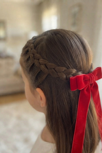 Liliza Accessories Kırmızı Kadife Fiyonk Uzun Kuyruklu Klips Toka
