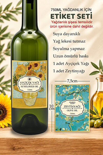 iyi fikirler Van Gogh Temalı Yağdanlık Şişeleri için Etiket Sticker Seti Ayçi...
