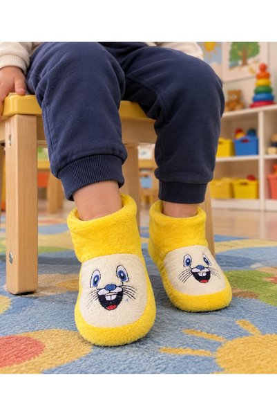 Bold Boutique Cizme de acasă cu iepure drăguț galben, pantofi de acasă pentru...