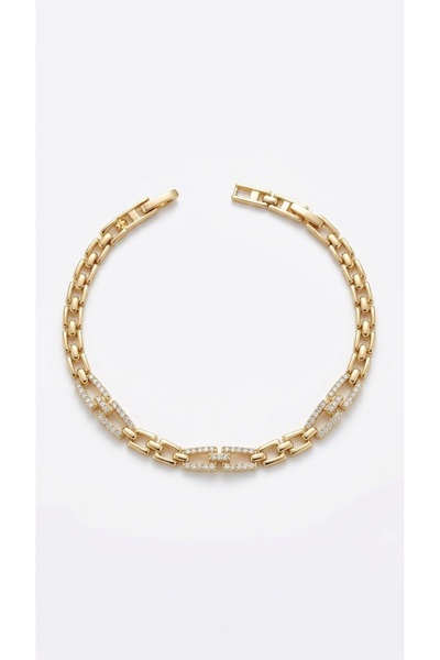 Snartun Xuping Jewelry Chain Detail Stainless Steel Women's Bracelet with Sto...