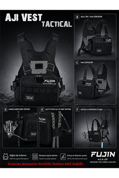 Fujin Aji Vest Tactical Black Balıkçı Çantası