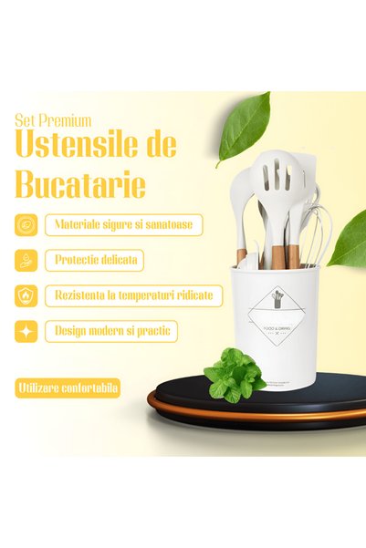 Full Abundance Set de ustensile de bucătărie din silicon premium cu mânere er...