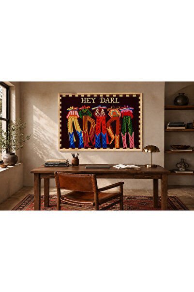 Boho wellness studio – Hey Darlin Western Cowgirl Ahşap Çerçeveli Poster Tablo