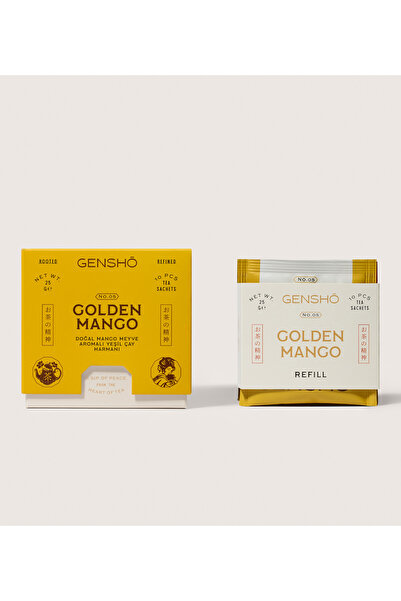 Gensho Tea Golden Mango 10'lu Tea Sachets + 10'lu Refill Paketi - Mangolu Yeş...