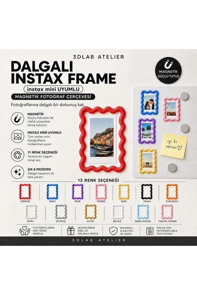 Genel Markalar Mıknatıslı Dalgalı İnstax Fotoğraf Çerçevesi
