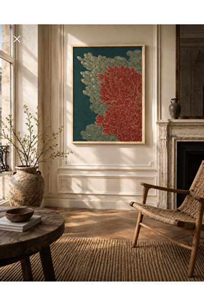 Boho wellness studio Çerçeveli MDF Modern Çiçek Poster Tablo | Minimal Botani...