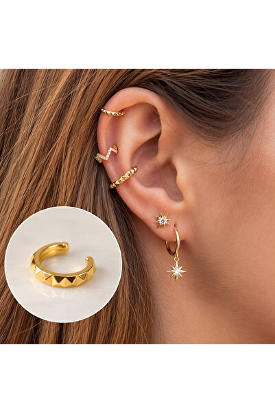 Heppii Altın Kaplama Gold İnce Earcuff Sıkıştırma Kıkırdak