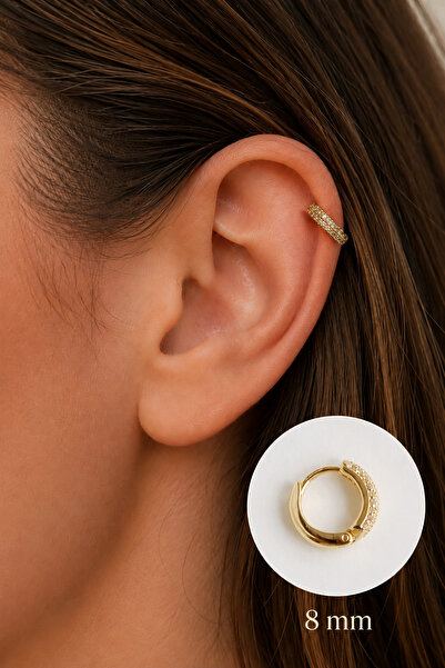 Sacce Scarves&Accessories Gold Bombeli Taşlı Halka Piercing Tragus Forward He...