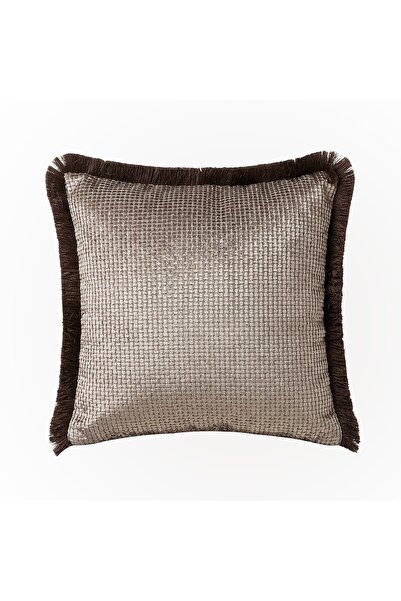 Lidoma Home "Rona" Püsküllü Kırlent Kılıfı - 45x45 - Kahverengi