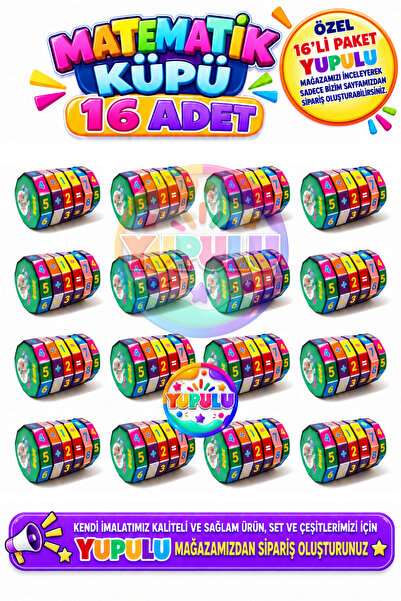 YUPULU Matematik Zeka Küpü 16 Adet - Toplama, Çıkarma, Bölme, Çarpma Eğitici ...