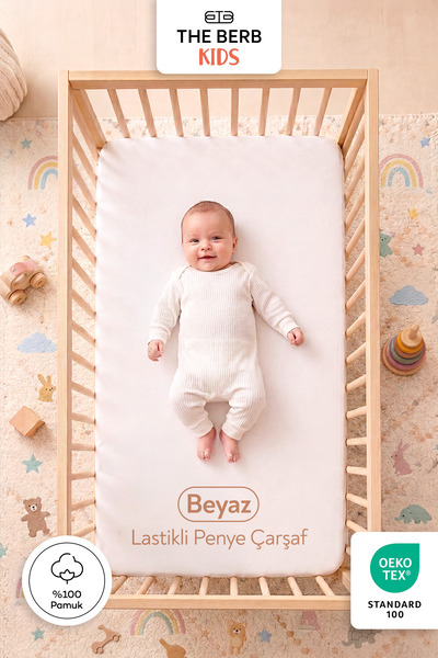 The Berb %100 Pamuk Penye Lastikli Bebek Çarşafı | Park Yatak , Beşik, Anne Y...