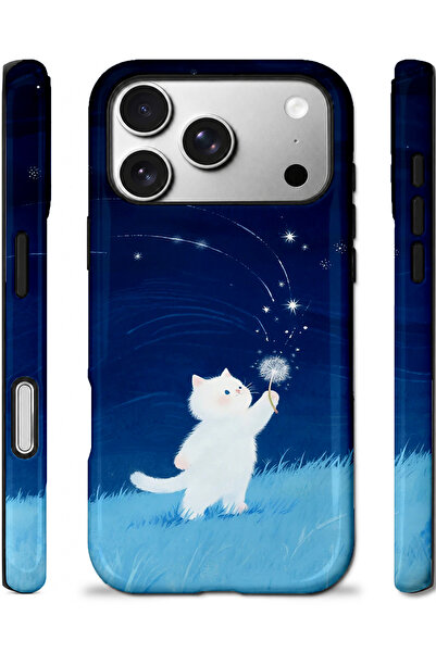 EDELFU iPhone 17 PRO Uyumlu - Uslu Kedi, Çift Katmanlı Kapak, Parlak Yüzey Koruyucu Kılıf