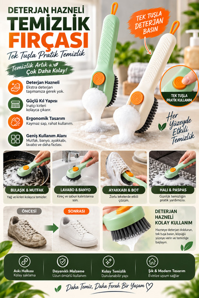 Tasarım Evi 1 Multi-Purpose Practical Hand Cleaning Brush with Detergent Cont...