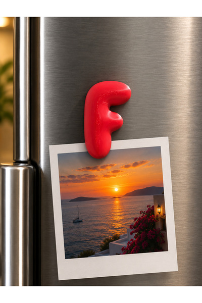 LioraeAtelier F Harfi Buzdolabı Magneti Kırmızı Harf Magnet