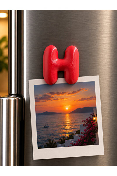 LioraeAtelier H Harfi Buzdolabı Magneti Kırmızı Harf Magnet
