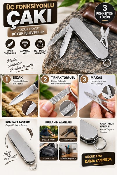Tasarım Evi Üç Fonksiyonlu Çakı