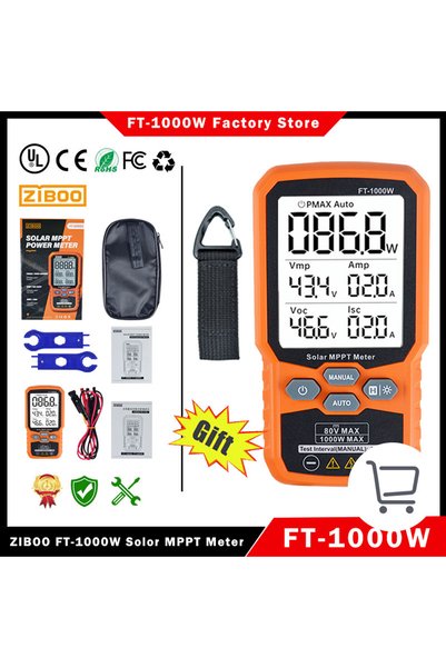 choice2 FT-1000W ZIBOO FT-2000W Solar Panel Tester MPPT Meter Open Circuit Vo...