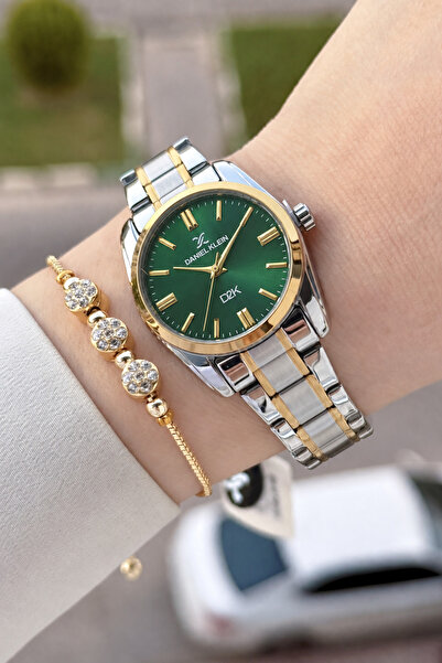 Daniel Klein Kadranı Yeşil Kordonu Gold Gümüş Renk 30 Mm Hediye Paketli Kadın...