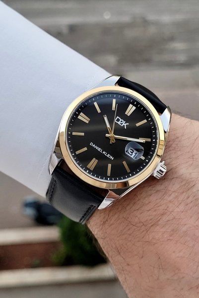 Daniel Klein Kasası Silver Sarı Kordonu Siyah Renk 42 Mm Takvimli 24 Ay Garan...
