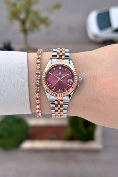 Daniel Klein Kadranı Bordo Kordonu Bakır Silver Renk 28 Mm 24 Ay Garantili Ka...