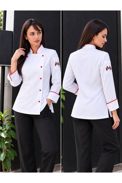 Das Uniform Düz ÇıtÇıt Şef Gömlek Aşçı Kıyafeti Chef Aşçı Forması