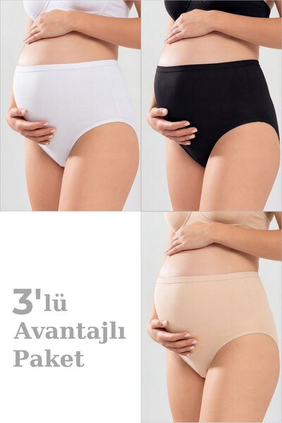 Arma Yıldız 3'lü Paket Kadın Renkli Pamuklu Likralı Yüksek Bel Hamile Lohusa ...