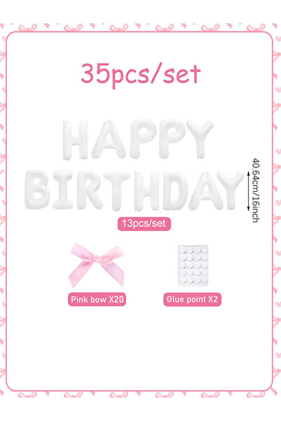 choice2 Other 35pcs 35/37 pcs White Happy Birthday Banner Balloons and Light ...
