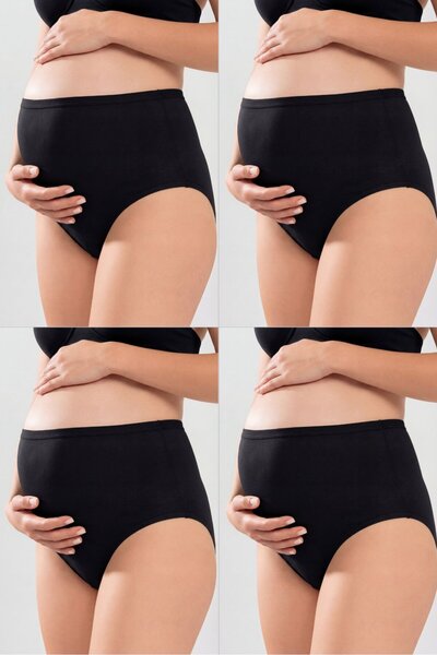 Arma Yıldız Pack of 4 Women's Black Cotton Lycra High Waist Maternity Panties