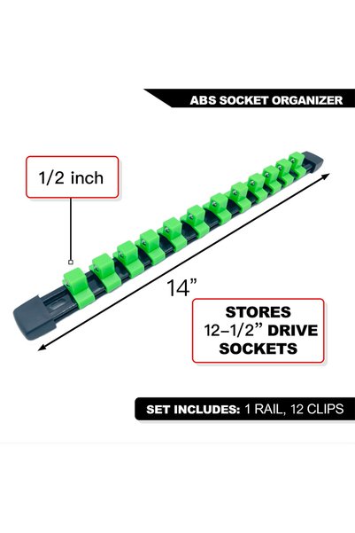 Choice8 1-2(12.5mm)-Green 1/4' 3/8' 1/2' Wrench Holders Traight Plastic Unive...