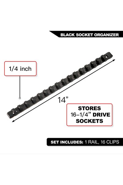 Choice4 1-4(6.3mm)-Black 1/4' 3/8' 1/2' Wrench Holders Traight Plastic Univer...