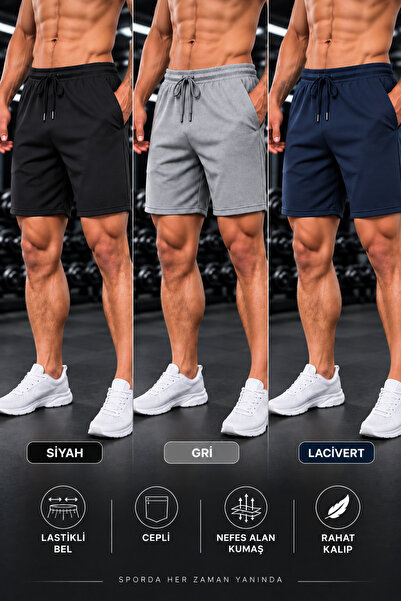 TREND ALİSSE 3 lü paket Erkek COLL bermuda Spor Şort yazlık rahat Fitness Gym...