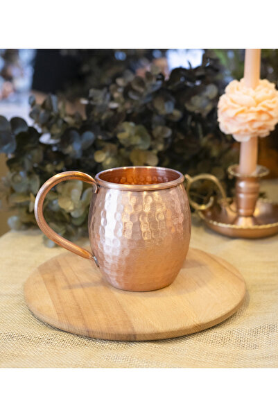 Bakır Concept Copper Cup Chubby Mug Hammer Forged Matte Set of 2 (Without Tin)