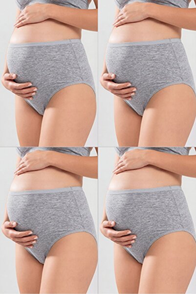 Arma Yıldız Pack of 4 Women's Gray Cotton Lycra High Waist Maternity Panties
