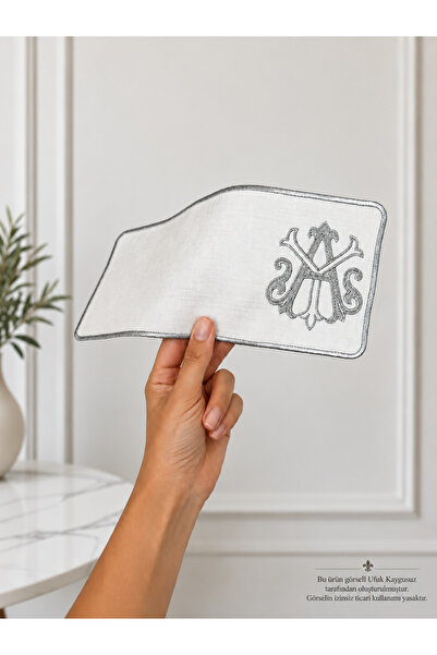 Kişiye Özel Monogram Nakışlı Nişan Tepsisi Örtüsü - 1 Adet