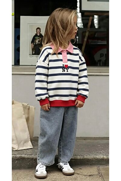 poalakıds Çizgili Polo Yaka Sweatshirt