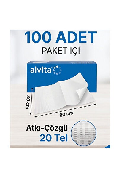 Alvita Steril Hidrofil Gazlı Bez 30x80 cm - 100 Adet (%100 Pamuk)