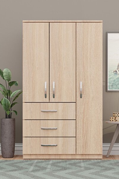 Metalia GM 302-S ECE LÜX 3 KAPI 3 ÇEKMECELİ SONOMO GARDIROP